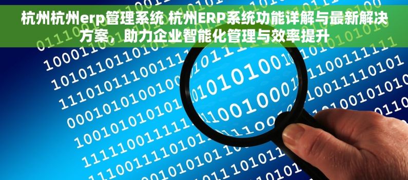 杭州杭州erp管理系统 杭州ERP系统功能详解与最新解决方案，助力企业智能化管理与效率提升