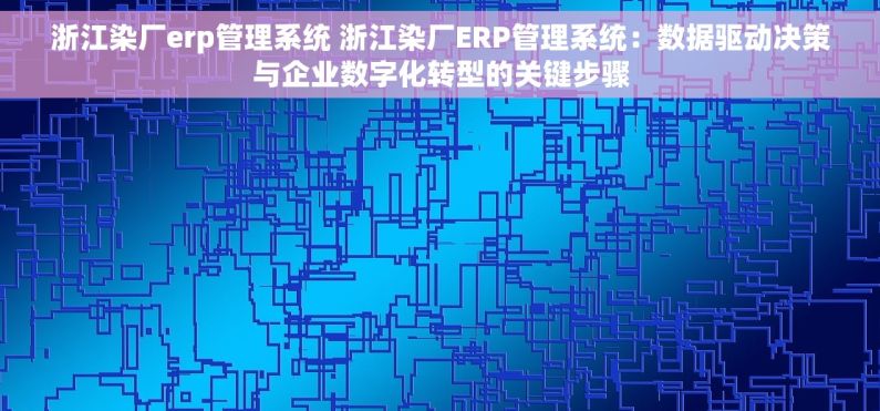 浙江染厂erp管理系统 浙江染厂ERP管理系统：数据驱动决策与企业数字化转型的关键步骤