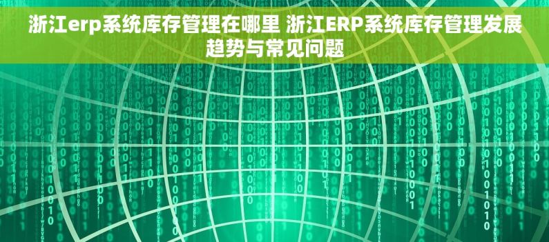 浙江erp系统库存管理在哪里 浙江ERP系统库存管理发展趋势与常见问题