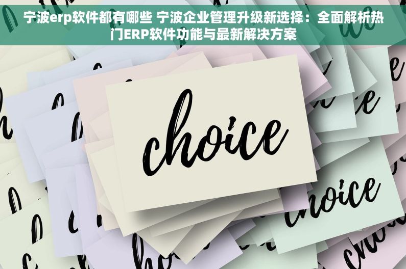 宁波erp软件都有哪些 宁波企业管理升级新选择：全面解析热门ERP软件功能与最新解决方案