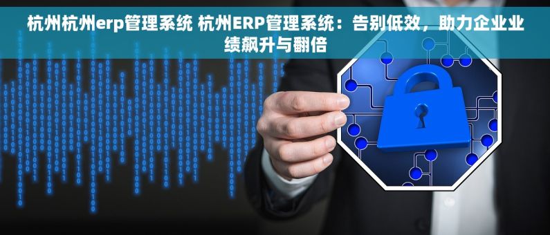 杭州杭州erp管理系统 杭州ERP管理系统：告别低效，助力企业业绩飙升与翻倍