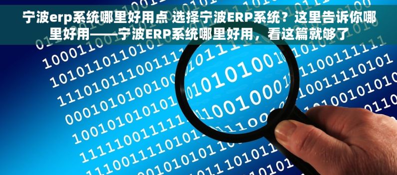 宁波erp系统哪里好用点 选择宁波ERP系统？这里告诉你哪里好用——宁波ERP系统哪里好用，看这篇就够了