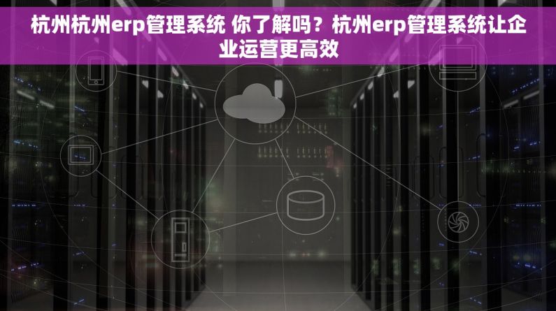 杭州杭州erp管理系统 你了解吗？杭州erp管理系统让企业运营更高效