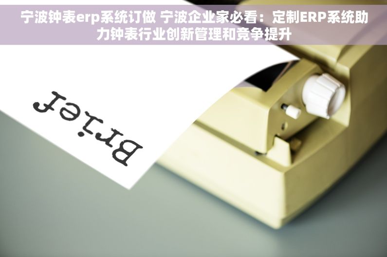 宁波钟表erp系统订做 宁波企业家必看：定制ERP系统助力钟表行业创新管理和竞争提升