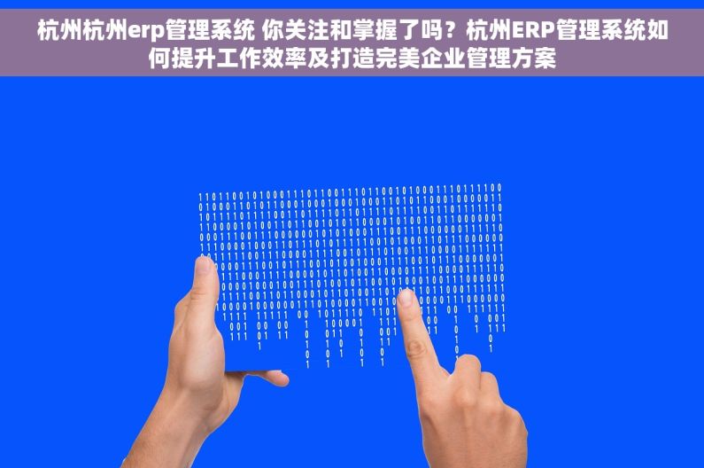 杭州杭州erp管理系统 你关注和掌握了吗？杭州ERP管理系统如何提升工作效率及打造完美企业管理方案
