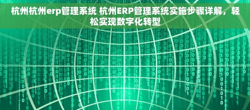 杭州杭州erp管理系统 杭州ERP管理系统实施步骤详解，轻松实现数字化转型