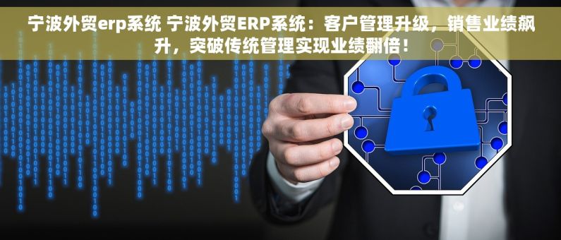 宁波外贸erp系统 宁波外贸ERP系统：客户管理升级，销售业绩飙升，突破传统管理实现业绩翻倍！