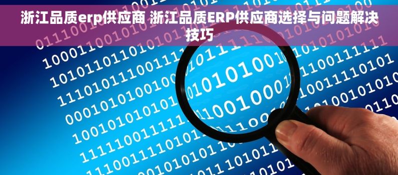浙江品质erp供应商 浙江品质ERP供应商选择与问题解决技巧