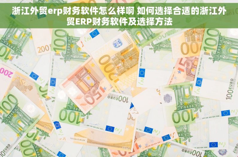 浙江外贸erp财务软件怎么样啊 如何选择合适的浙江外贸ERP财务软件及选择方法
