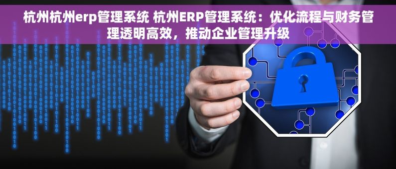 杭州杭州erp管理系统 杭州ERP管理系统：优化流程与财务管理透明高效，推动企业管理升级