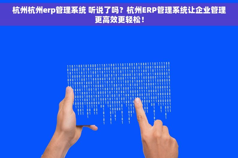 杭州杭州erp管理系统 听说了吗？杭州ERP管理系统让企业管理更高效更轻松！
