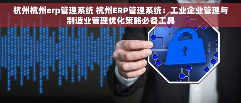 杭州杭州erp管理系统 杭州ERP管理系统：工业企业管理与制造业管理优化策略必备工具