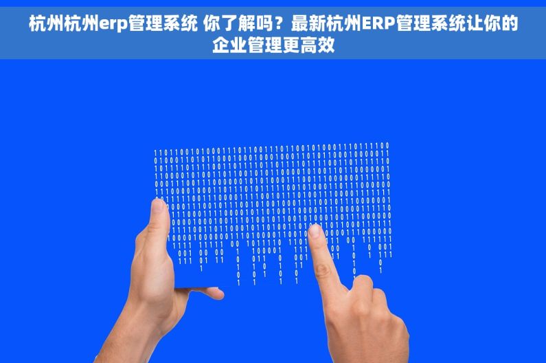 杭州杭州erp管理系统 你了解吗？最新杭州ERP管理系统让你的企业管理更高效