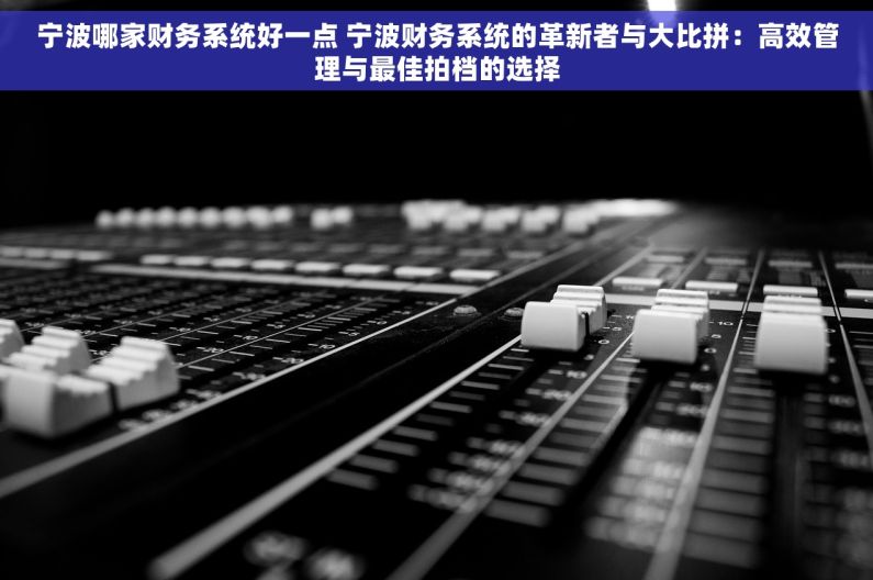 宁波哪家财务系统好一点 宁波财务系统的革新者与大比拼：高效管理与最佳拍档的选择