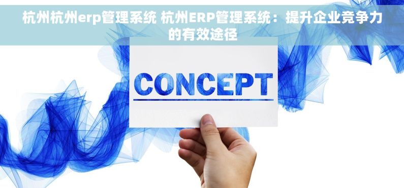 杭州杭州erp管理系统 杭州ERP管理系统：提升企业竞争力的有效途径
