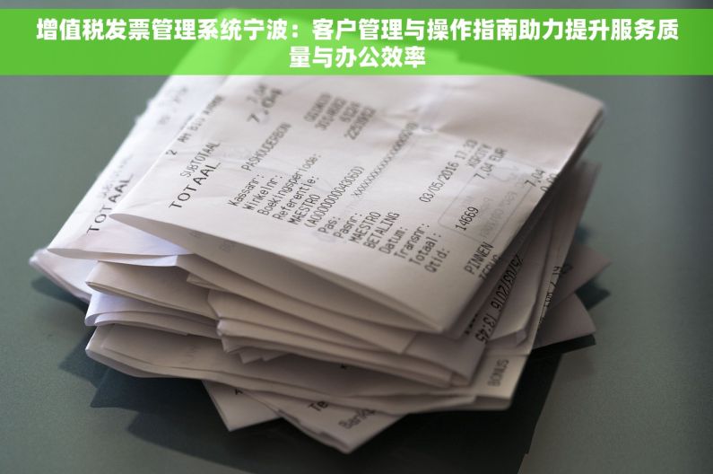 增值税发票管理系统宁波：客户管理与操作指南助力提升服务质量与办公效率