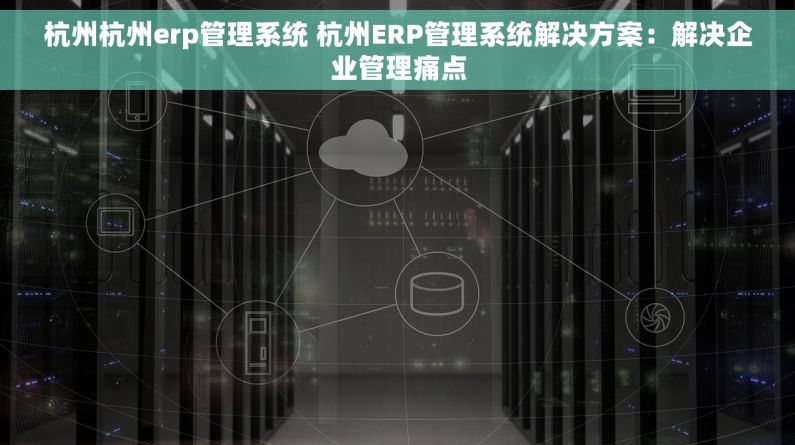 杭州杭州erp管理系统 杭州ERP管理系统解决方案：解决企业管理痛点