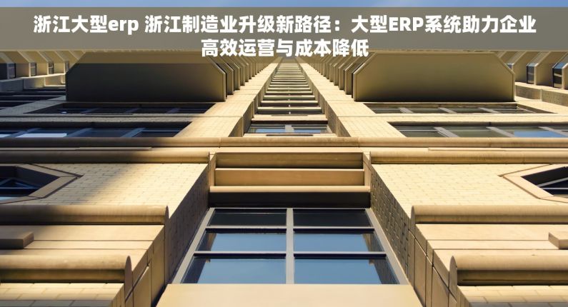 浙江大型erp 浙江制造业升级新路径：大型ERP系统助力企业高效运营与成本降低