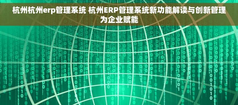 杭州杭州erp管理系统 杭州ERP管理系统新功能解读与创新管理为企业赋能