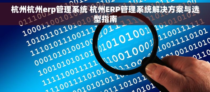 杭州杭州erp管理系统 杭州ERP管理系统解决方案与选型指南