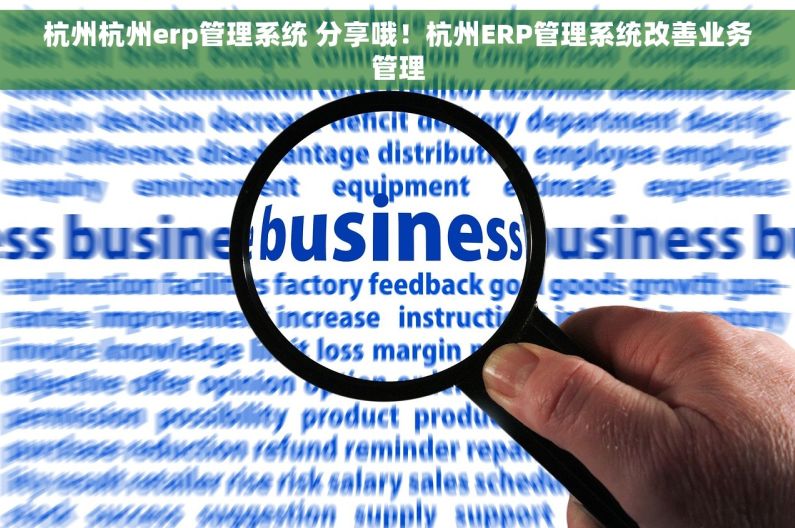 杭州杭州erp管理系统 分享哦！杭州ERP管理系统改善业务管理