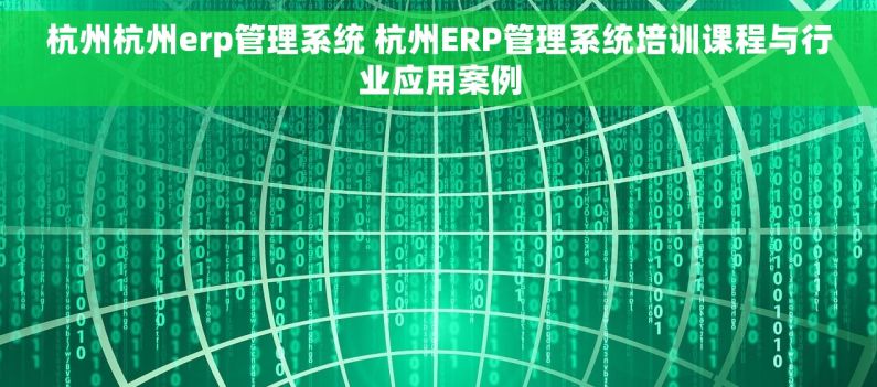 杭州杭州erp管理系统 杭州ERP管理系统培训课程与行业应用案例