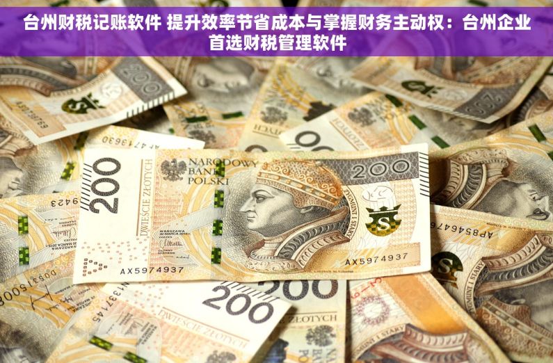 台州财税记账软件 提升效率节省成本与掌握财务主动权：台州企业首选财税管理软件