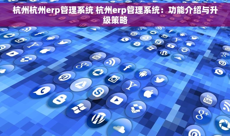 杭州杭州erp管理系统 杭州erp管理系统：功能介绍与升级策略