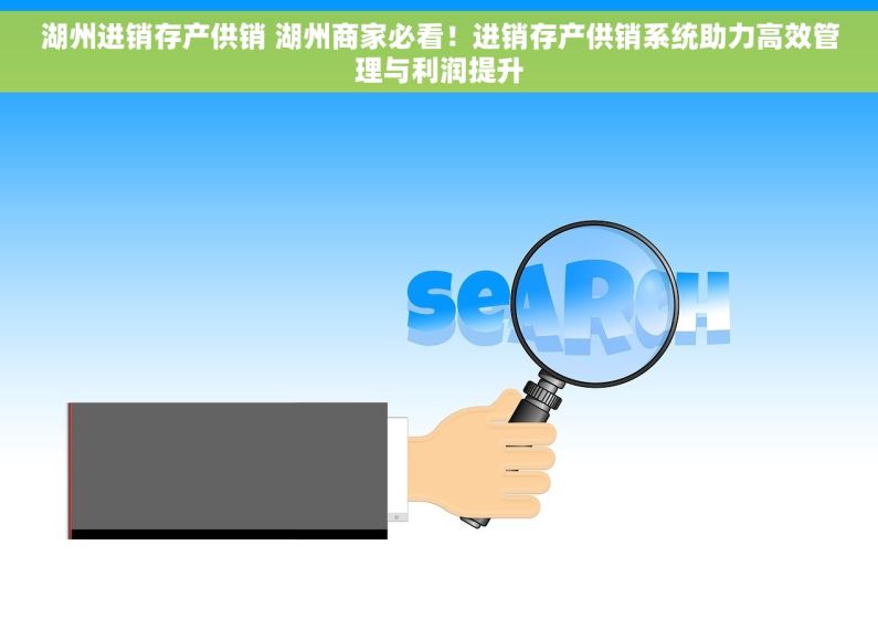 湖州进销存产供销 湖州商家必看！进销存产供销系统助力高效管理与利润提升