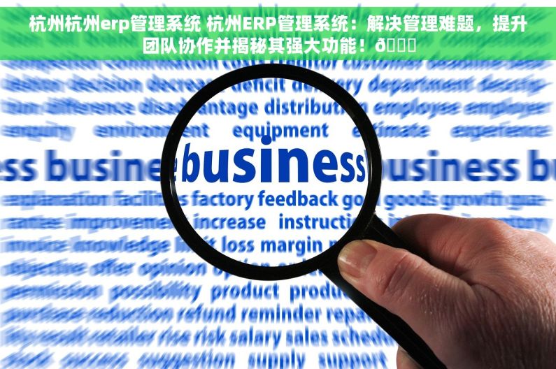 杭州杭州erp管理系统 杭州ERP管理系统：解决管理难题，提升团队协作并揭秘其强大功能！🚀