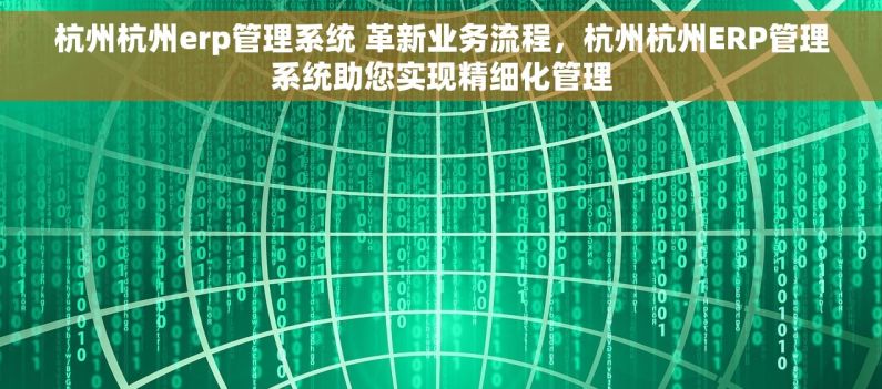 杭州杭州erp管理系统 革新业务流程，杭州杭州ERP管理系统助您实现精细化管理