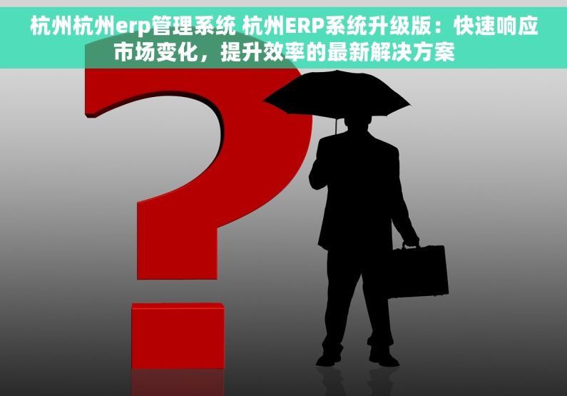 杭州杭州erp管理系统 杭州ERP系统升级版：快速响应市场变化，提升效率的最新解决方案