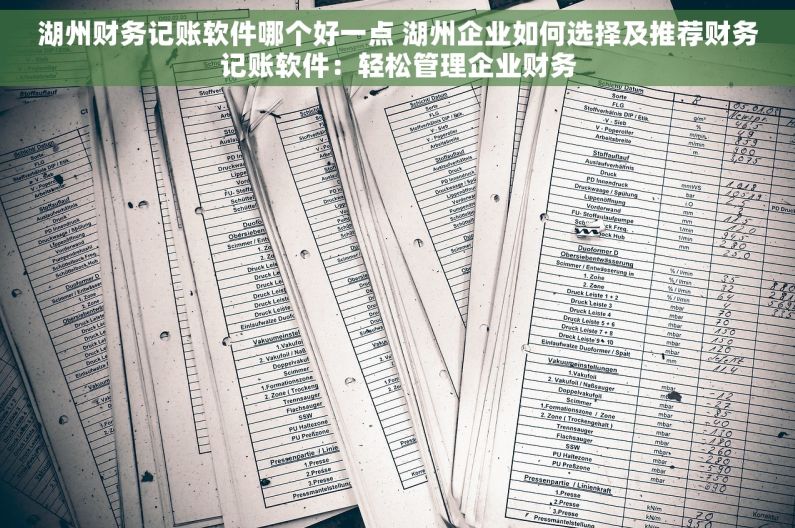 湖州财务记账软件哪个好一点 湖州企业如何选择及推荐财务记账软件：轻松管理企业财务