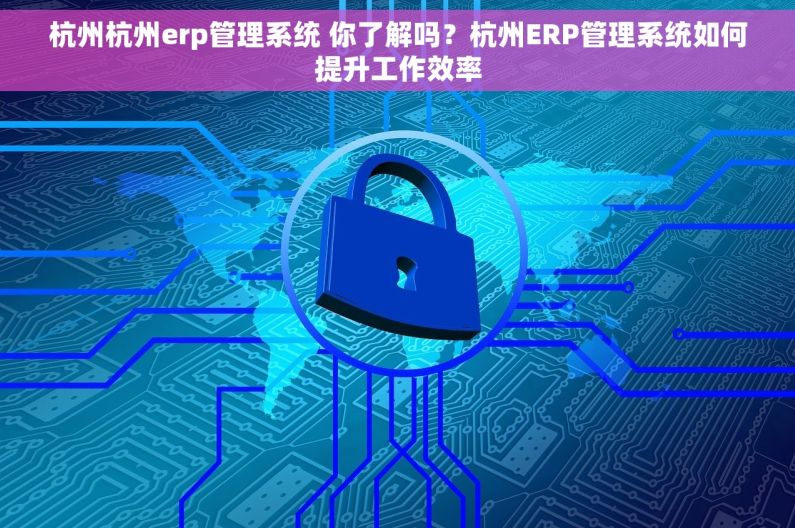 杭州杭州erp管理系统 你了解吗？杭州ERP管理系统如何提升工作效率