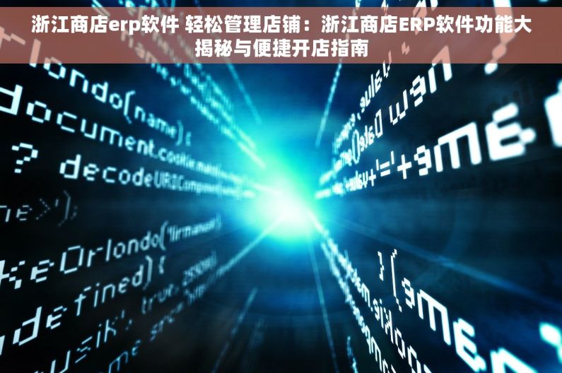 浙江商店erp软件 轻松管理店铺：浙江商店ERP软件功能大揭秘与便捷开店指南
