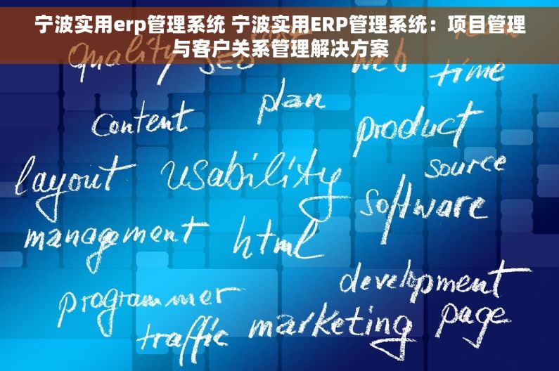 宁波实用erp管理系统 宁波实用ERP管理系统：项目管理与客户关系管理解决方案