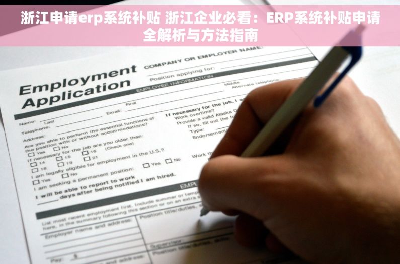 浙江申请erp系统补贴 浙江企业必看：ERP系统补贴申请全解析与方法指南