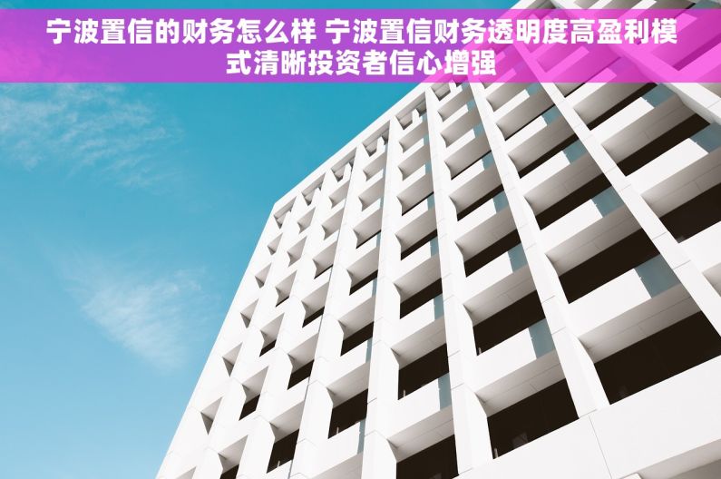 宁波置信的财务怎么样 宁波置信财务透明度高盈利模式清晰投资者信心增强