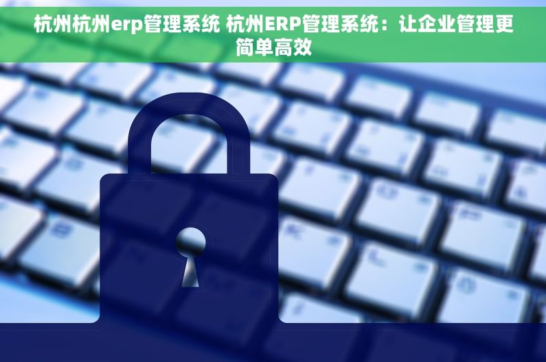 杭州杭州erp管理系统 杭州ERP管理系统：让企业管理更简单高效