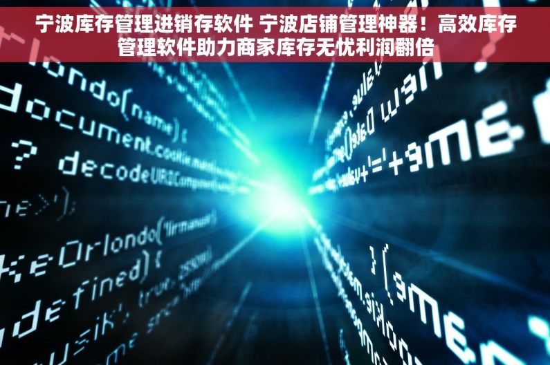 宁波库存管理进销存软件 宁波店铺管理神器！高效库存管理软件助力商家库存无忧利润翻倍