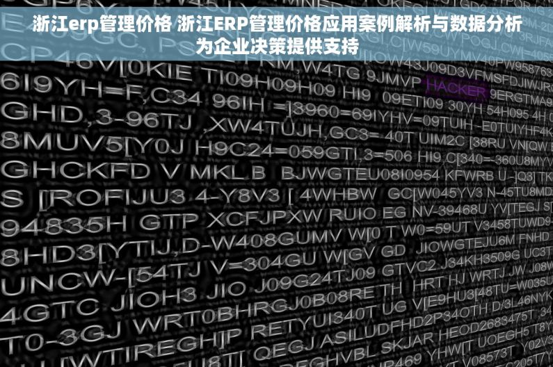 浙江erp管理价格 浙江ERP管理价格应用案例解析与数据分析为企业决策提供支持