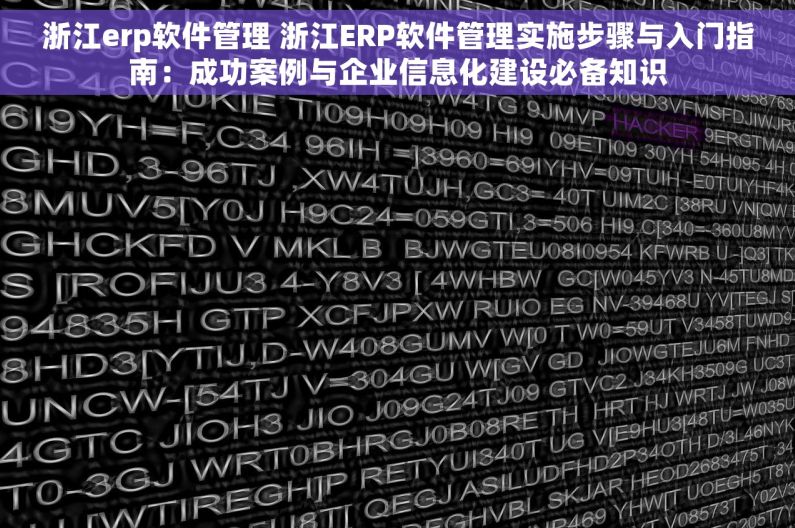 浙江erp软件管理 浙江ERP软件管理实施步骤与入门指南：成功案例与企业信息化建设必备知识