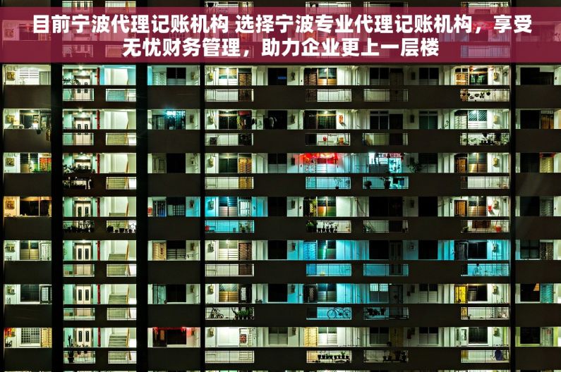 目前宁波代理记账机构 选择宁波专业代理记账机构，享受无忧财务管理，助力企业更上一层楼