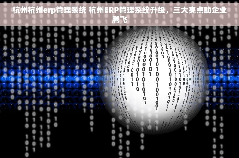 杭州杭州erp管理系统 杭州ERP管理系统升级，三大亮点助企业腾飞