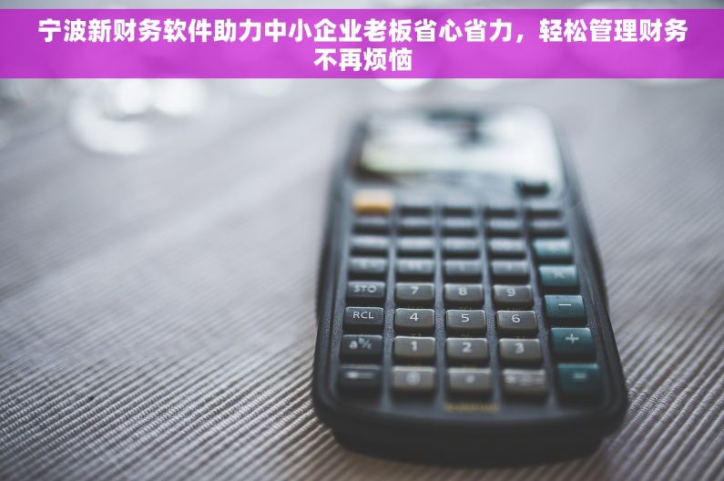 宁波新财务软件助力中小企业老板省心省力，轻松管理财务不再烦恼