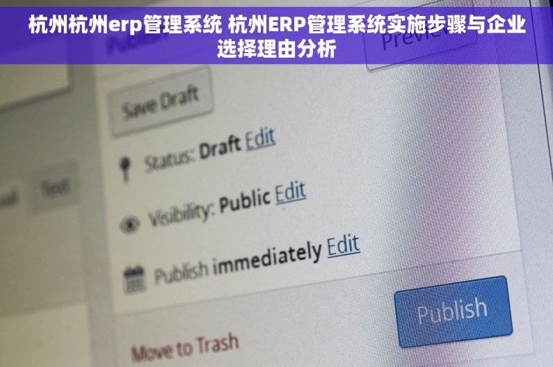 杭州杭州erp管理系统 杭州ERP管理系统实施步骤与企业选择理由分析