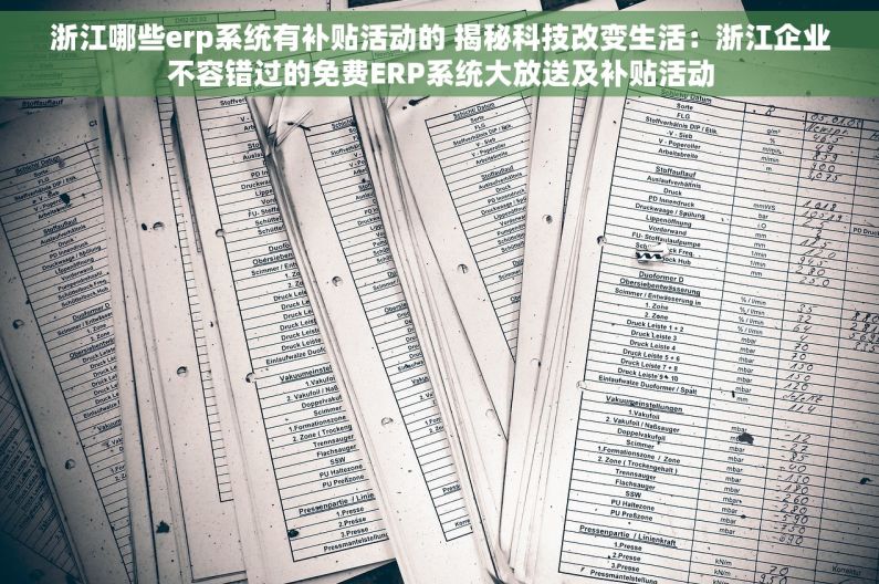 浙江哪些erp系统有补贴活动的 揭秘科技改变生活：浙江企业不容错过的免费ERP系统大放送及补贴活动