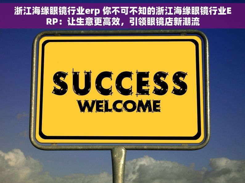 浙江海缘眼镜行业erp 你不可不知的浙江海缘眼镜行业ERP：让生意更高效，引领眼镜店新潮流