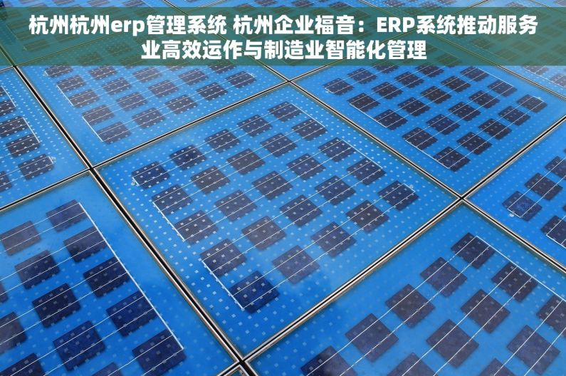 杭州杭州erp管理系统 杭州企业福音：ERP系统推动服务业高效运作与制造业智能化管理