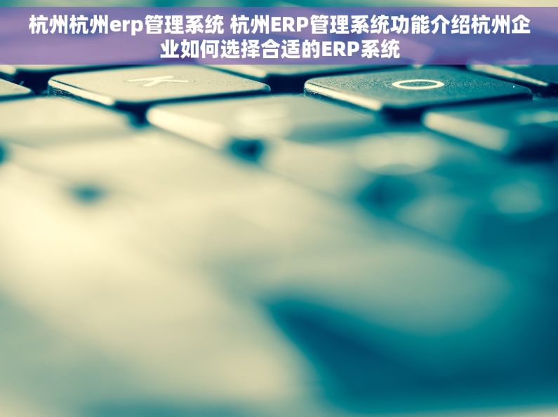 杭州杭州erp管理系统 杭州ERP管理系统功能介绍杭州企业如何选择合适的ERP系统